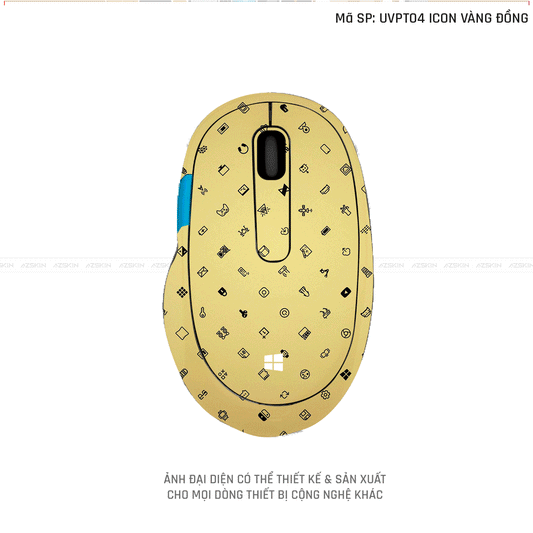 Skin Dán Chuột Microsoft Vân Nổi Hình Icon Vàng | UVPT03