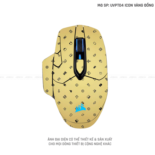 Skin Dán Chuột Corsair Vân Nổi Icon Vàng | UVPT04