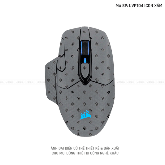 Skin Dán Chuột Corsair Vân Nổi Icon Xám | UVPT04