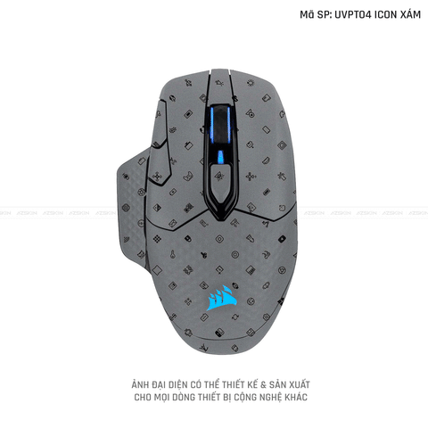 Skin Dán Chuột Corsair Vân Nổi Icon Xám | UVPT04