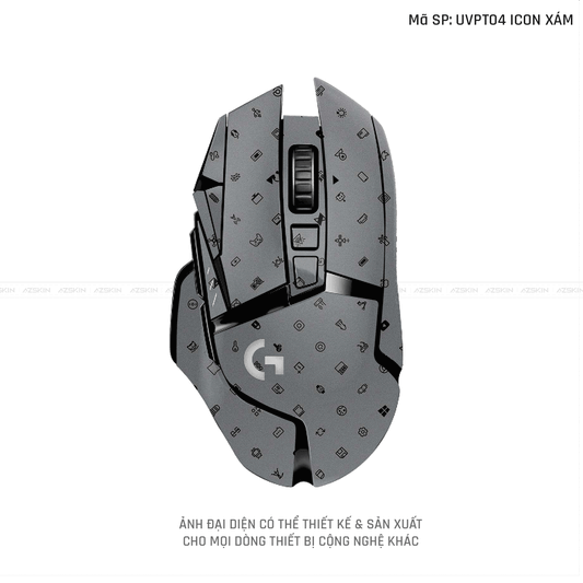 Skin Dán Chuột Logitech Vân Nổi ICON Xám | UVPT04
