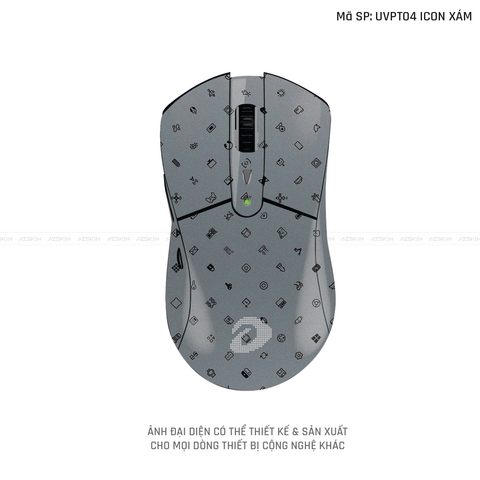 Skin Dán Chuột Dareu Vân Nổi Hình Icon Xám | UVPT04