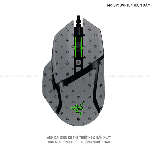 Skin Dán Chuột Razer Vân Nổi Hình Icon Xám | UVPT04