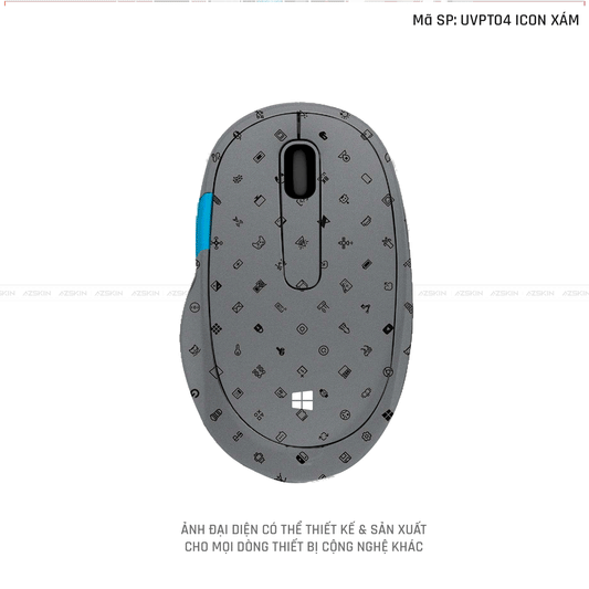 Skin Dán Chuột Microsoft Vân Nổi Hình Icon Xám | UVPT03