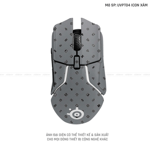 Skin Dán Chuột Steelseries Vân Nổi Icon Xám | UVPT04