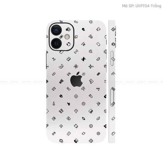 Dán Skin IPhone 12 Series Vân Nổi ICON Trắng | UVPT04
