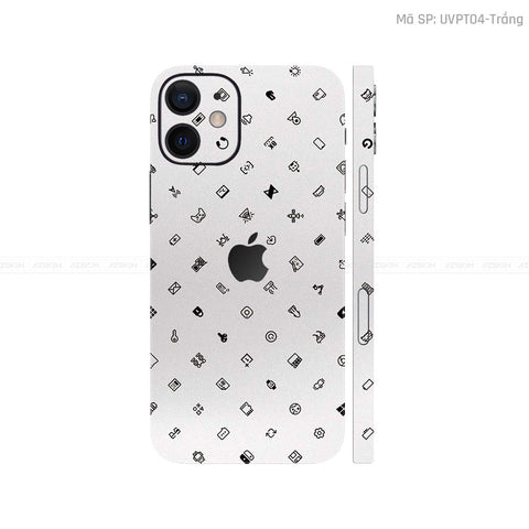 Dán Skin IPhone 12 Series Vân Nổi ICON Trắng | UVPT04