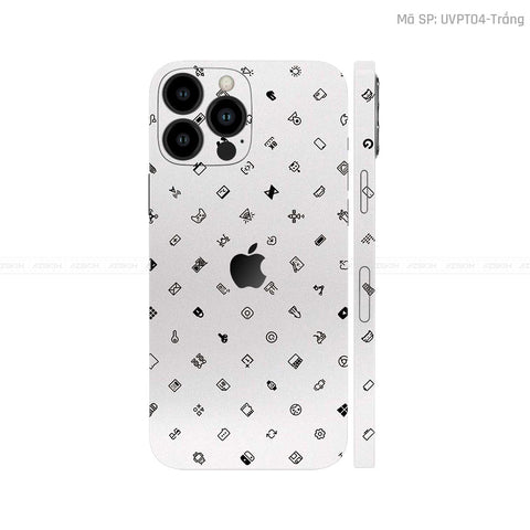 Dán Skin IPhone 12 Series Vân Nổi ICON Trắng | UVPT04