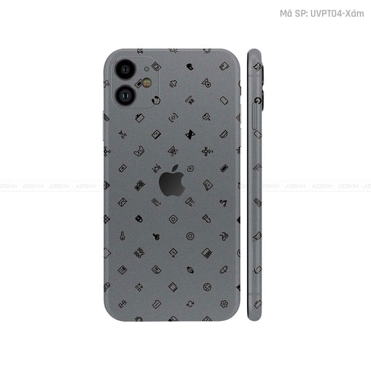 Dán Skin IPhone 11 Series Vân ICON Xám | UVPT04