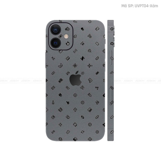 Dán Skin IPhone 12 Series Vân Nổi ICON Xám | UVPT04