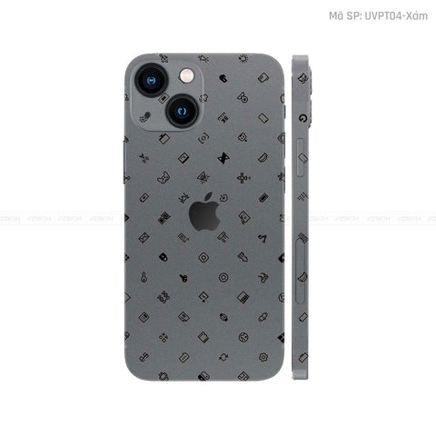 Dán Skin IPhone 14 Series Vân Pattern ICON Xám | UVPT04