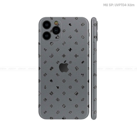 Dán Skin IPhone 11 Series Vân ICON Xám | UVPT04