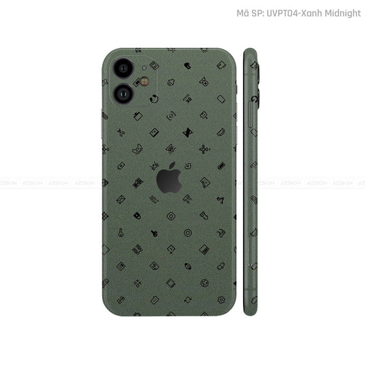 Dán Skin IPhone 11 Series Vân ICON Xanh | UVPT04