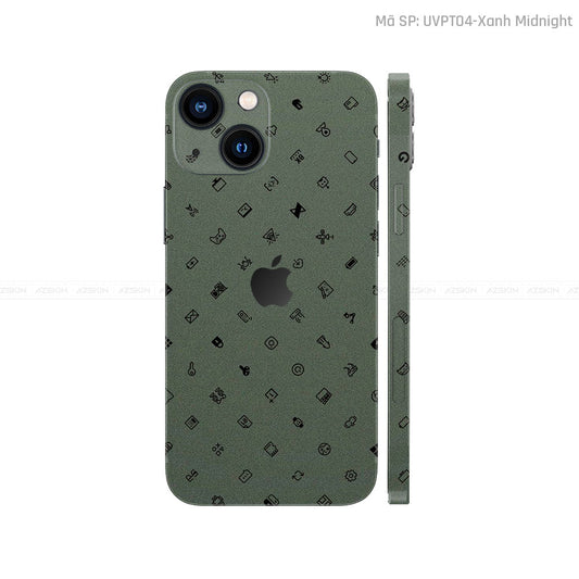 Dán Skin IPhone 14 Series Vân Pattern ICON Xanh | UVPT04