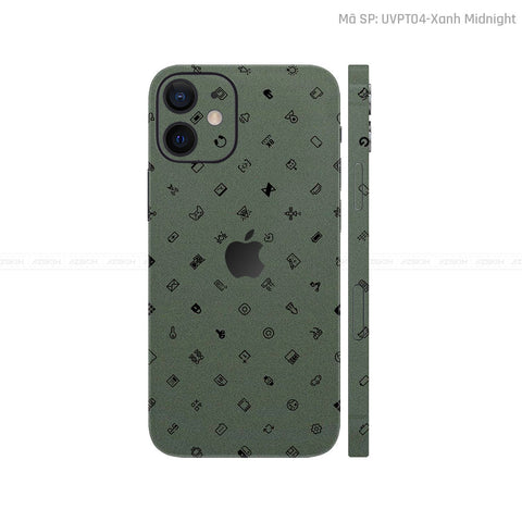 Dán Skin IPhone 12 Series Vân Nổi ICON Xanh | UVPT04