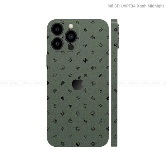 Dán Skin IPhone 14 Series Vân Pattern ICON Xanh | UVPT04