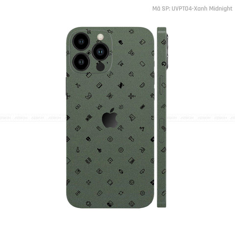 Dán Skin IPhone 14 Series Vân Pattern ICON Xanh | UVPT04