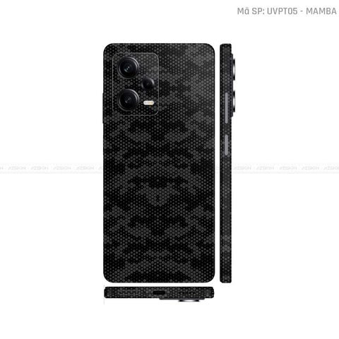Dán Skin Xiaomi Redmi Note 12 Series Vân Nổi Mamba Đen | UVPT05