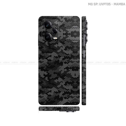 Dán Skin Xiaomi Redmi Note 12 Series Vân Nổi Mamba Xám | UVPT05