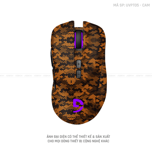 Skin Dán Chuột Fuhlen Vân Nổi Hình MAMBA Màu Cam | UVPT05