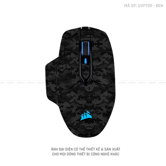 Skin Dán Chuột Corsair Vân Nổi Mamba Đen | UVPT05