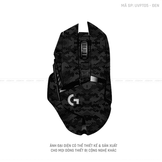 Skin Dán Chuột Logitech Vân Nổi Mamba Đen | UVPT05