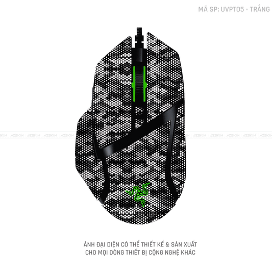 Skin Dán Chuột Razer Vân Nổi Hình Mamba Trắng | UVPT05