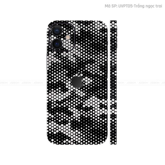 Dán Skin IPhone 12 Series Vân Nổi Mamba Trắng | UVPT05