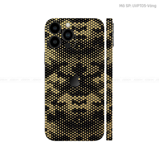 Dán Skin IPhone 14 Series Vân Pattern Mamba Vàng Đồng | UVPT05
