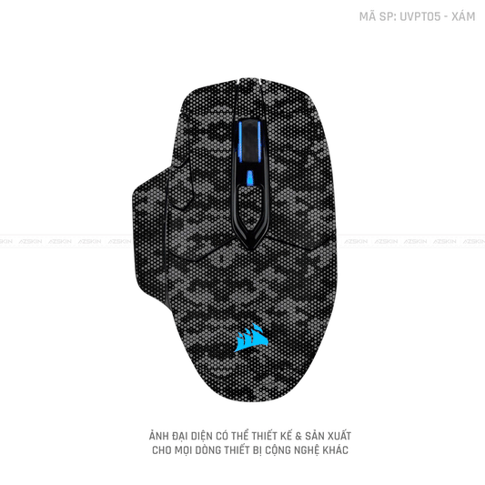 Skin Dán Chuột Corsair Vân Nổi Mamba Xám | UVPT05
