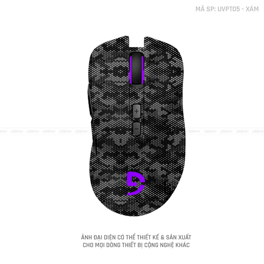 Skin Dán Chuột Fuhlen Vân Nổi Hình MAMBA Màu Xám | UVPT05
