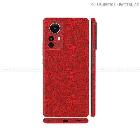 Dán Skin Xiaomi 12 Series Vân Nổi Pattern AZ Đỏ | UVPT06