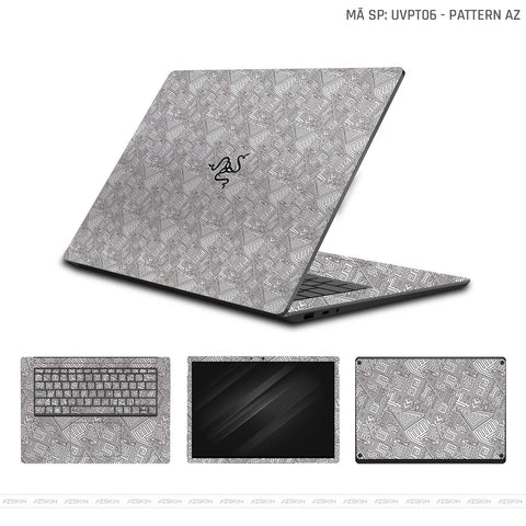 Dán Skin Laptop Razer Vân Nổi Pattern AZ Trắng | UVPT06