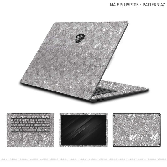 Dán Skin Laptop MSI Vân Nổi Pattern AZ Trắng  | UVPT06