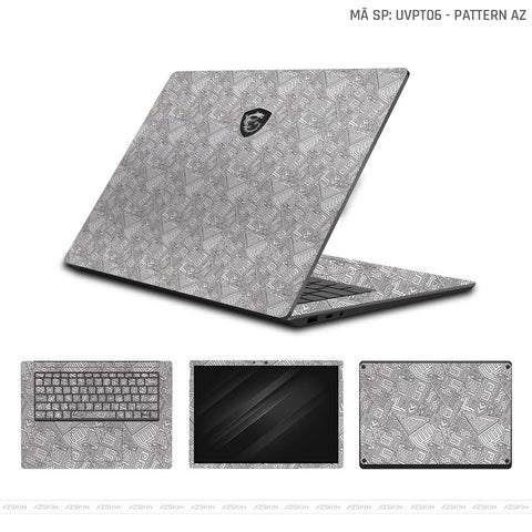 Dán Skin Laptop MSI Vân Nổi Pattern AZ Trắng  | UVPT06