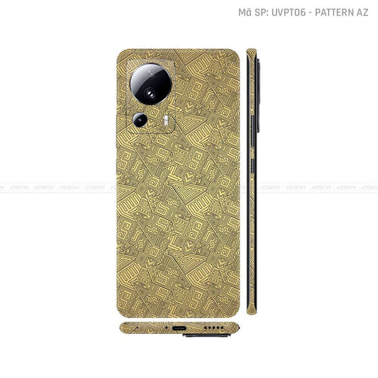 Dán Skin Xiaomi 13 Series Vân Nổi Pattern AZ Vàng Đồng | UVPT06