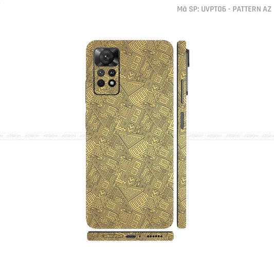 Dán Skin Xiaomi Redmi Note 11 Series Vân Nổi Pattern AZ Vàng | UVPT06