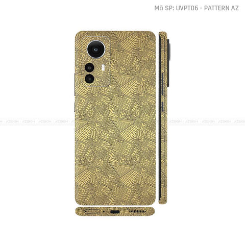 Dán Skin Xiaomi 12 Series Vân Nổi Pattern AZ Vàng Đồng | UVPT06