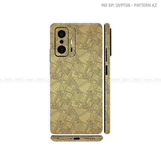 Dán Skin Xiaomi 11 Series Vân Nổi Pattern AZ Vàng Đồng | UVPT06