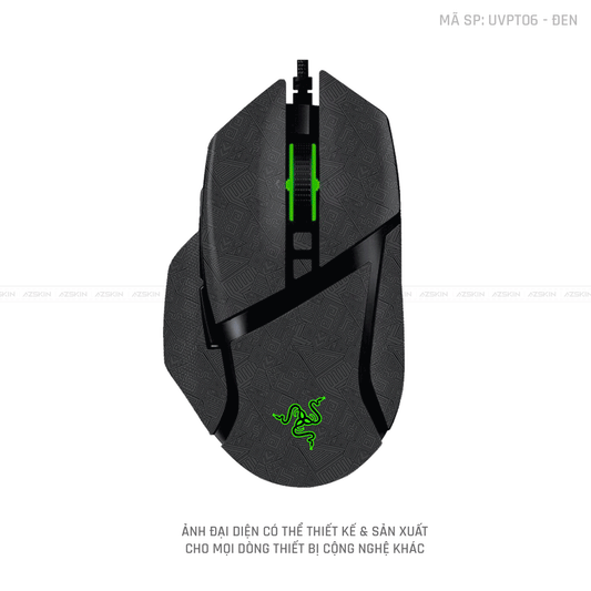 Skin Dán Chuột Razer Vân Nổi Hình PATTERN AZ Đen | UVPT06