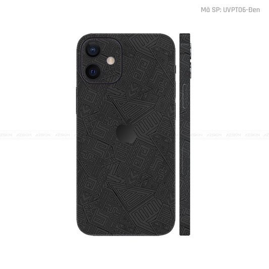 Dán Skin IPhone 12 Series Vân Pattern AZ Đen | UVPT06