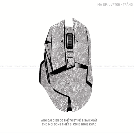 Skin Dán Chuột Logitech Vân Nổi PATTERN AZ Trắng | UVPT06