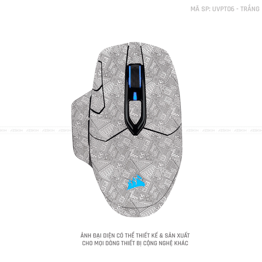 Skin Dán Chuột Corsair Vân Nổi PATTERN AZ Trắng | UVPT06