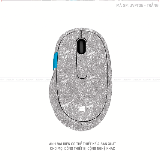 Skin Dán Chuột Microsoft Vân Nổi PATTERN AZ Màu Trắng | UVPT06