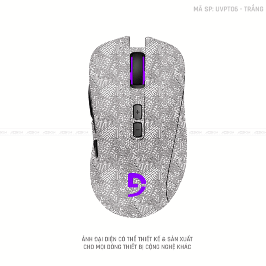 Skin Dán Chuột Fuhlen Vân Nổi Hình  PATTERN AZ Màu Trắng | UVPT06