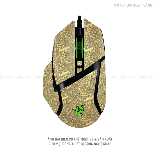 Skin Dán Chuột Razer Vân Nổi Hình PATTERN AZ Vàng | UVPT06