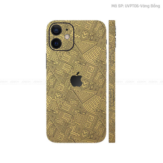 Dán Skin IPhone 12 Series Vân Pattern AZ Vàng Đồng | UVPT06
