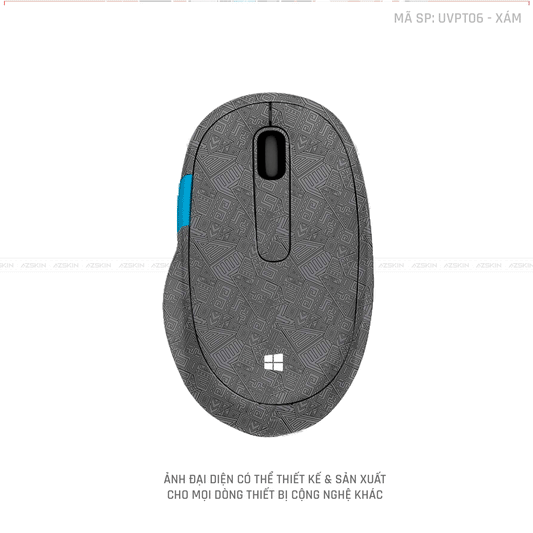 Skin Dán Chuột Microsoft Vân Nổi PATTERN AZ Màu Xám | UVPT06