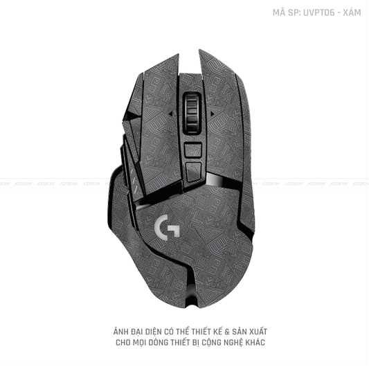 Skin Dán Chuột Logitech Vân Nổi PATTERN AZ Xám | UVPT06