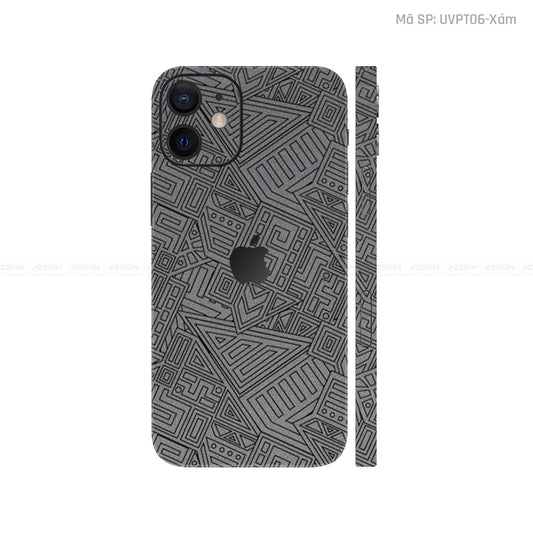 Dán Skin IPhone 12 Series Vân Pattern AZ Xám | UVPT06